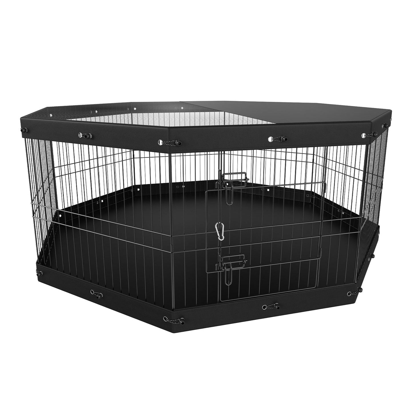 VEVOR Dog Playpen, 8 Panels Foldable Metal Dog Exercise Pen with Top Cover and Bottom Pad, 24" H Pet Fence Puppy Crate Kennel, Indoor Outdoor Dog Pen for Small Medium Pets, for Camping, Yard