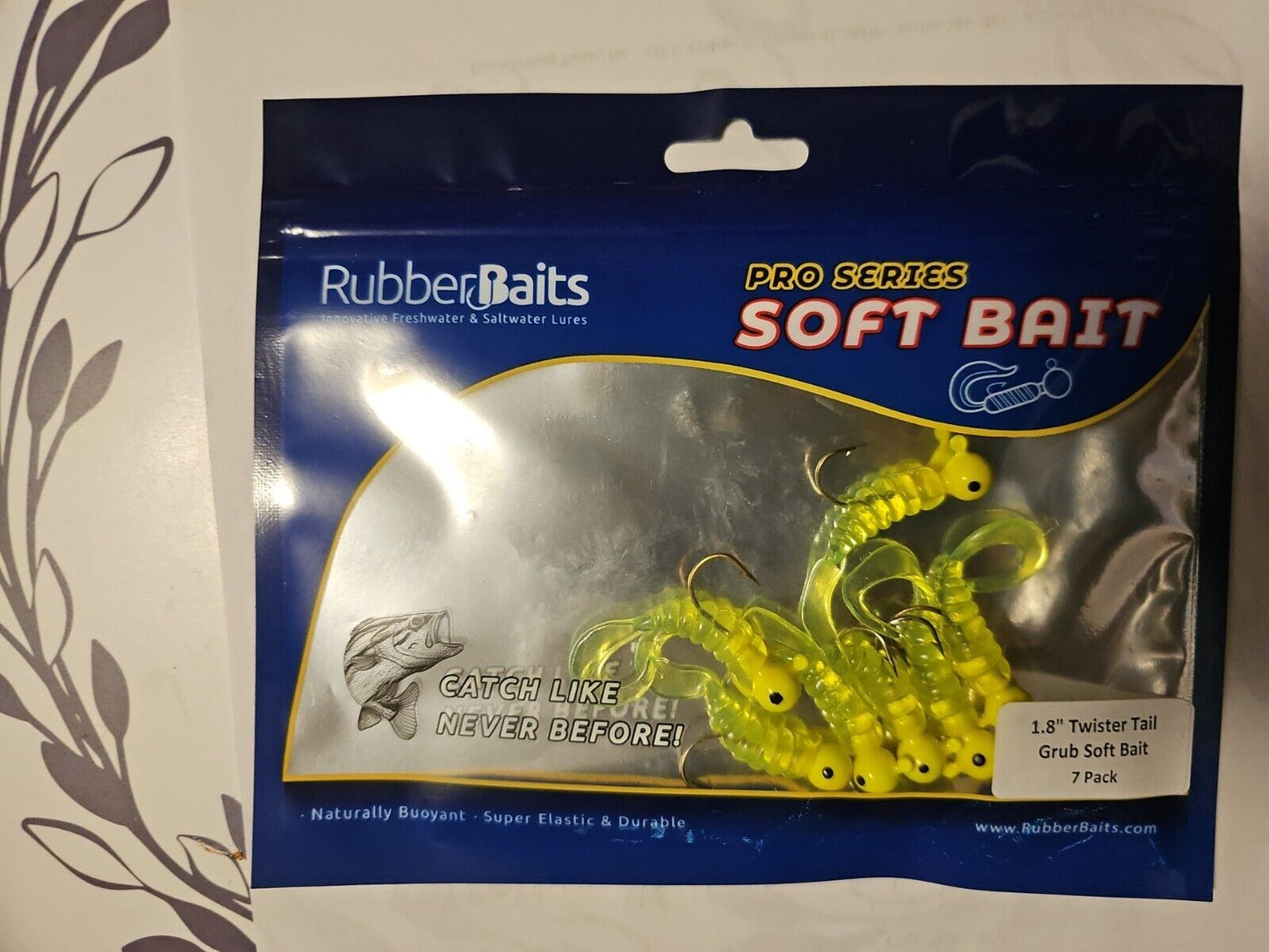 RubberBaits 1.8" Twister Tail Rigged Grub Soft Bait (7 Pack  10939