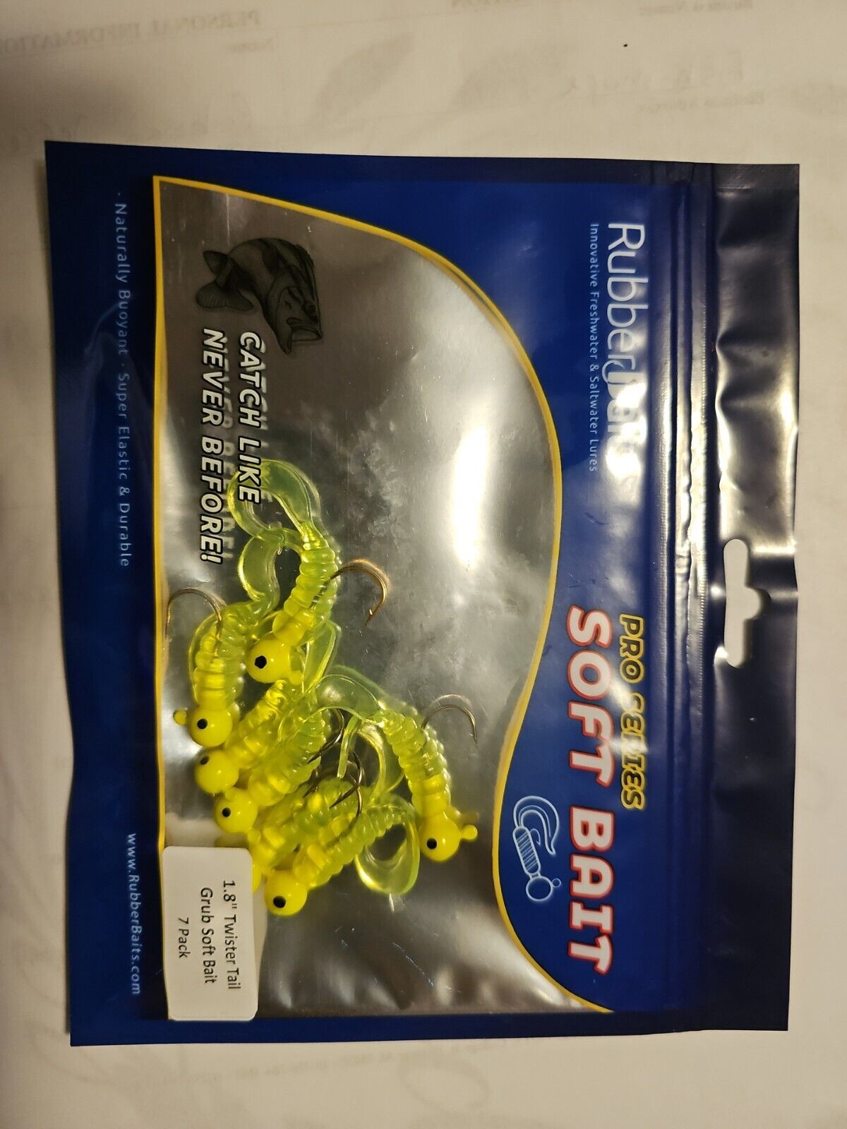 RubberBaits 1.8" Twister Tail Rigged Grub Soft Bait (7 Pack  10939
