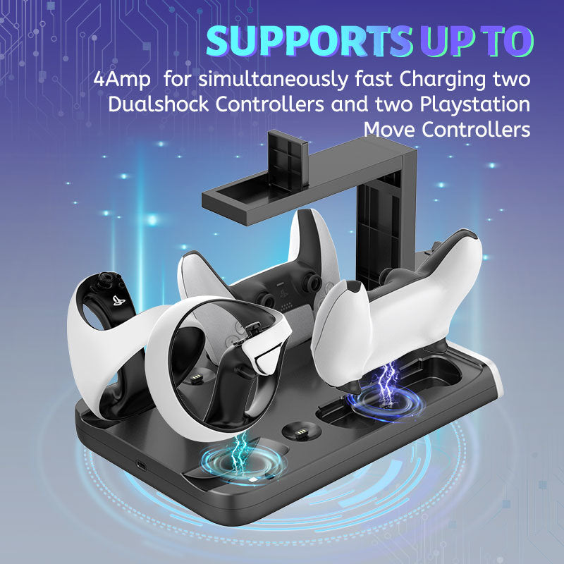 PSVR2 Controller Charging Dock with LED Light, VR Stand Display Your PSVR2, Charging Compatible with PS5 Controller Charger, Playstation VR2 Handle, Charging Cable, Seat Charger