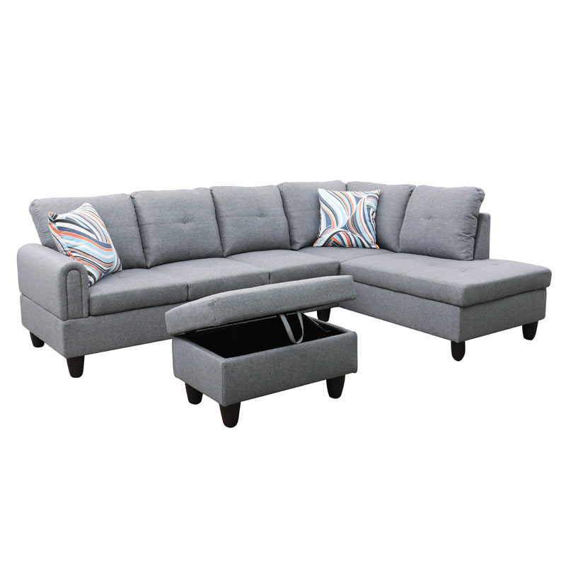 Grey Linen Living Room Sofa
