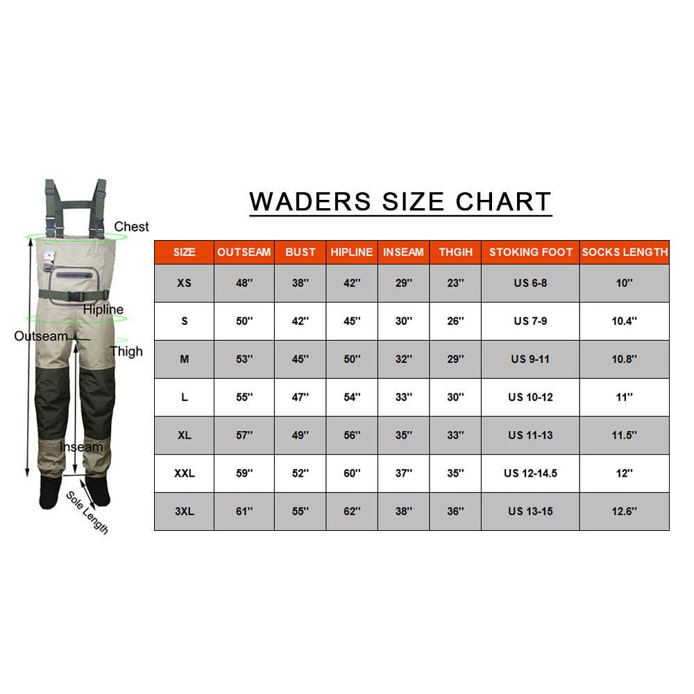 Kylebooker Fishing Breathable Stockingfoot Chest Waders KB001