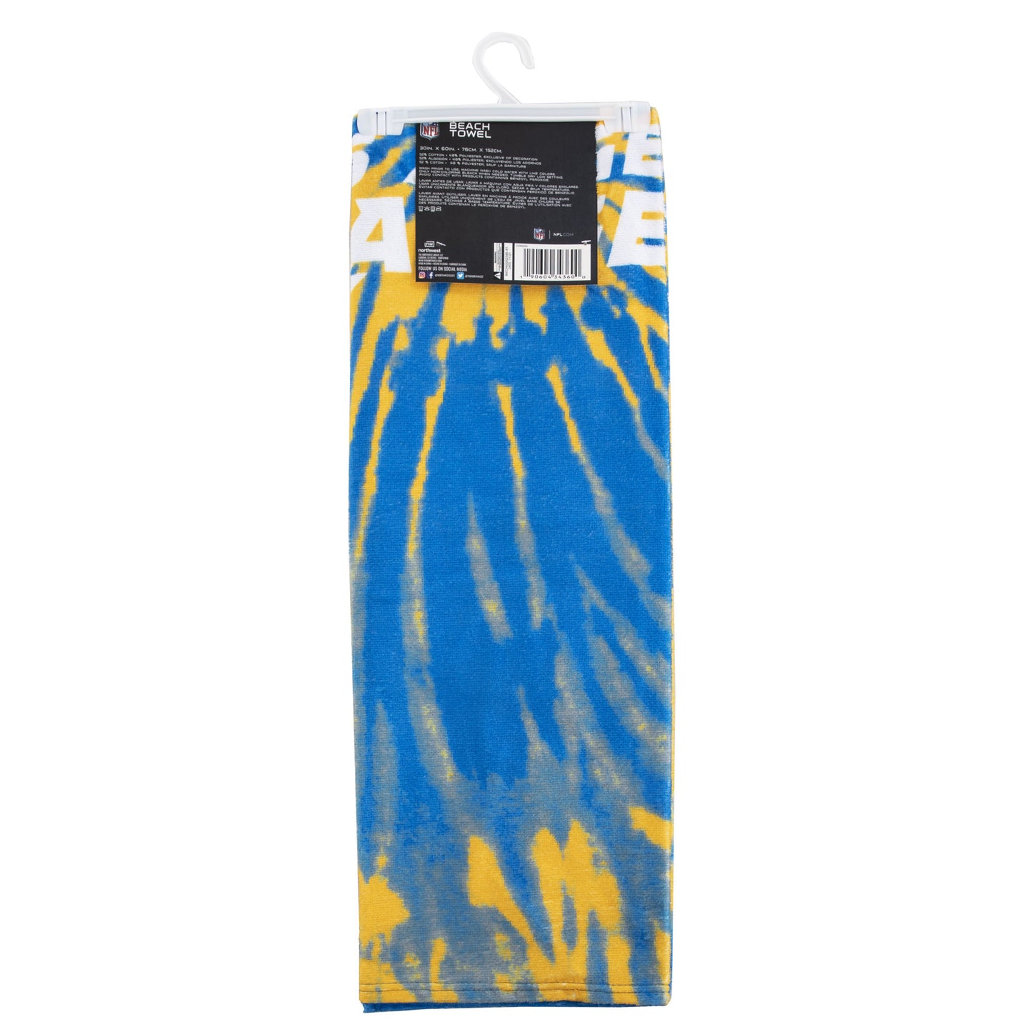 Chargers OFFICIAL NFL "Psychedelic" Beach Towel; 30" x 60"