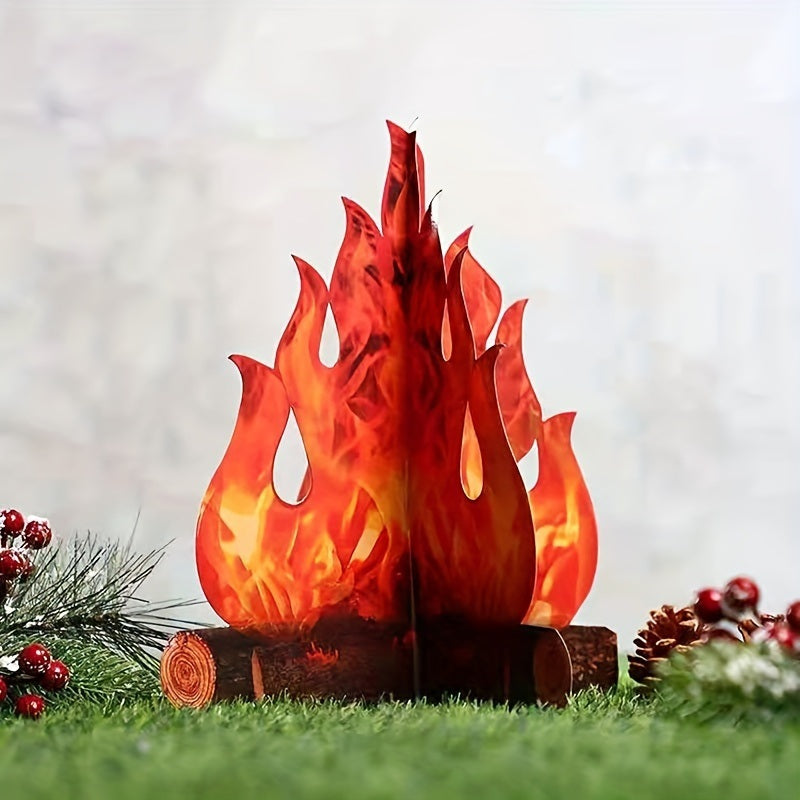 1pc, Decorative Decorations For Halloween And Christmas Parties 3D Three-dimensional Flame Halloween Flame Music Party Flame Decoration Camping Campfire Decoration Props