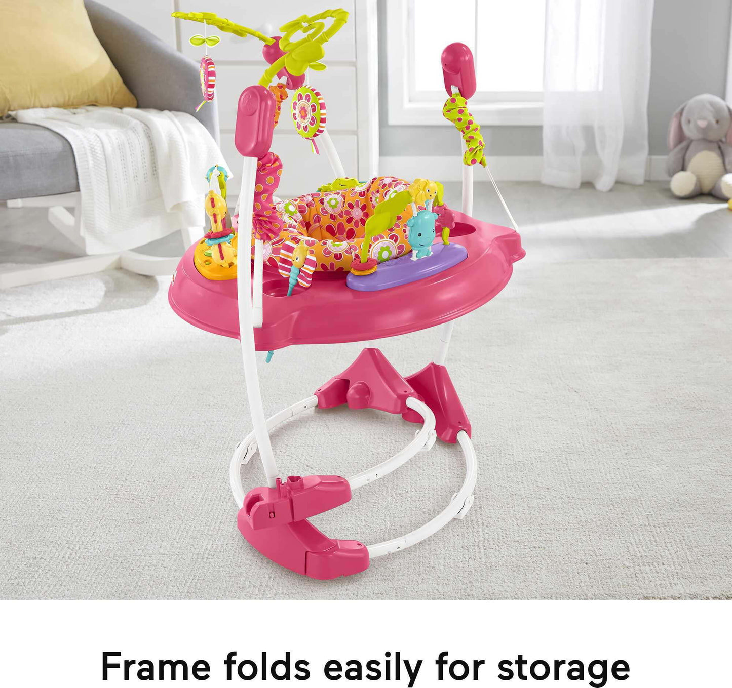 Baby Bouncer Pink Petals Jumperoo Activity Center with Music and Lights