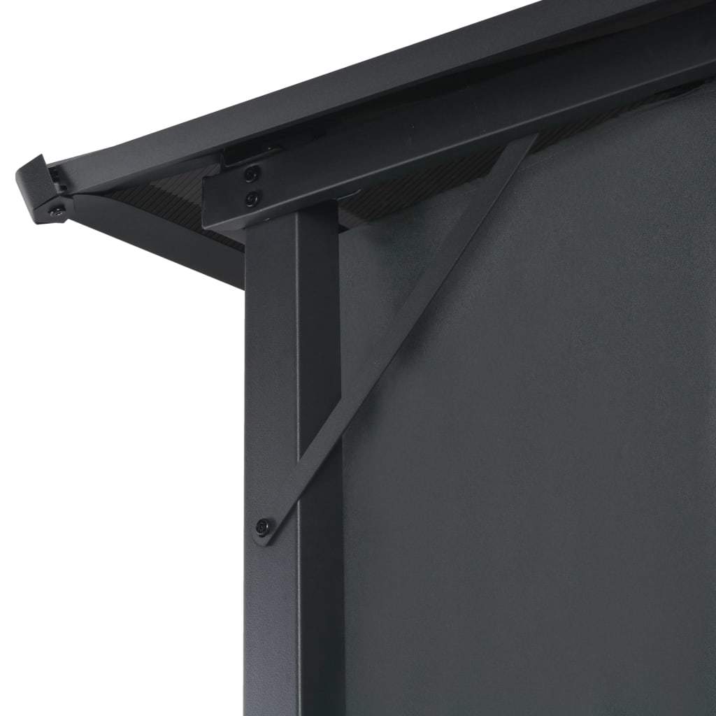 Gazebo with Curtain Aluminum 9.8'x9.8' Black