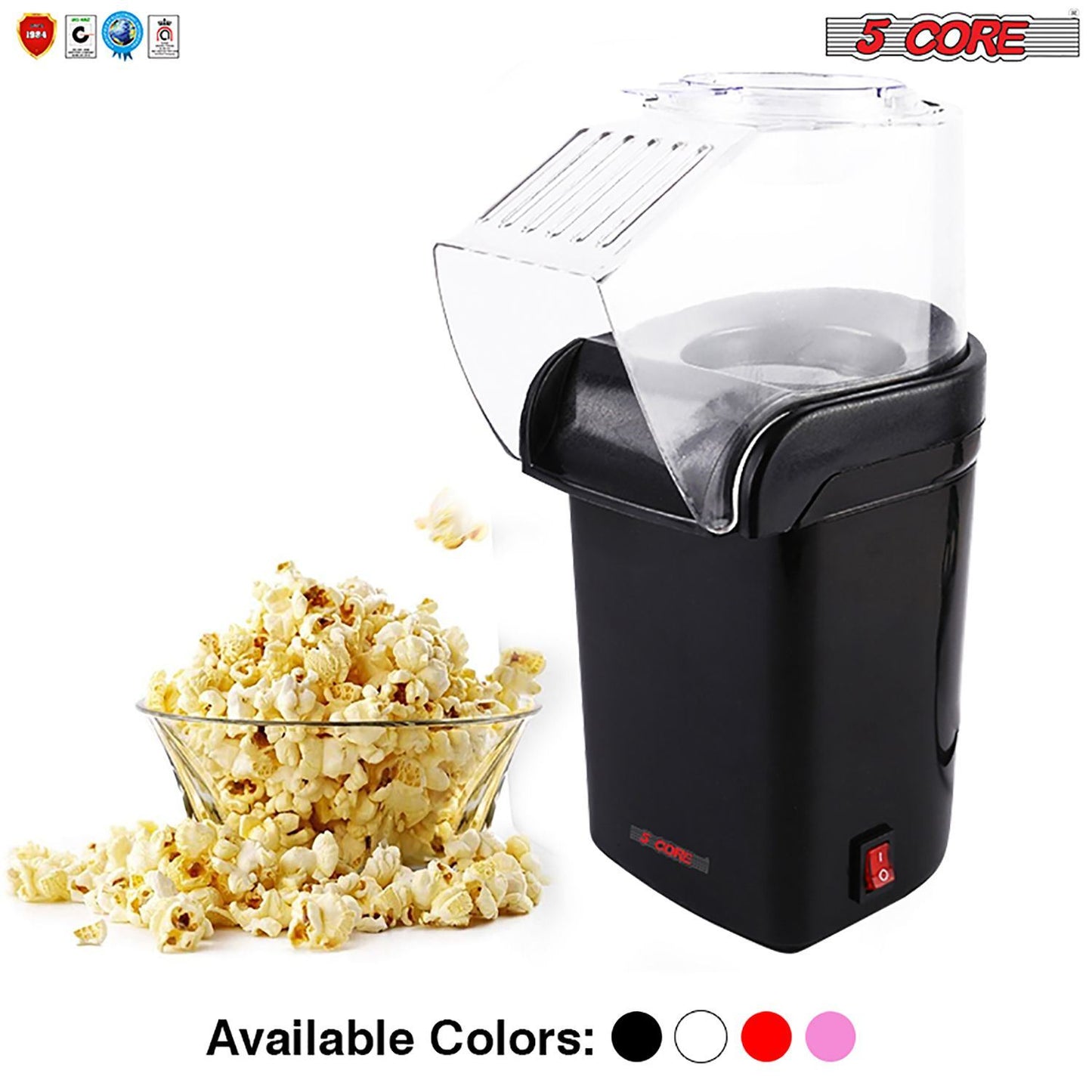 Popcorn Machine Hot Air Electric Popper Kernel Corn Maker Bpa Free No Oil 5 Core POP B