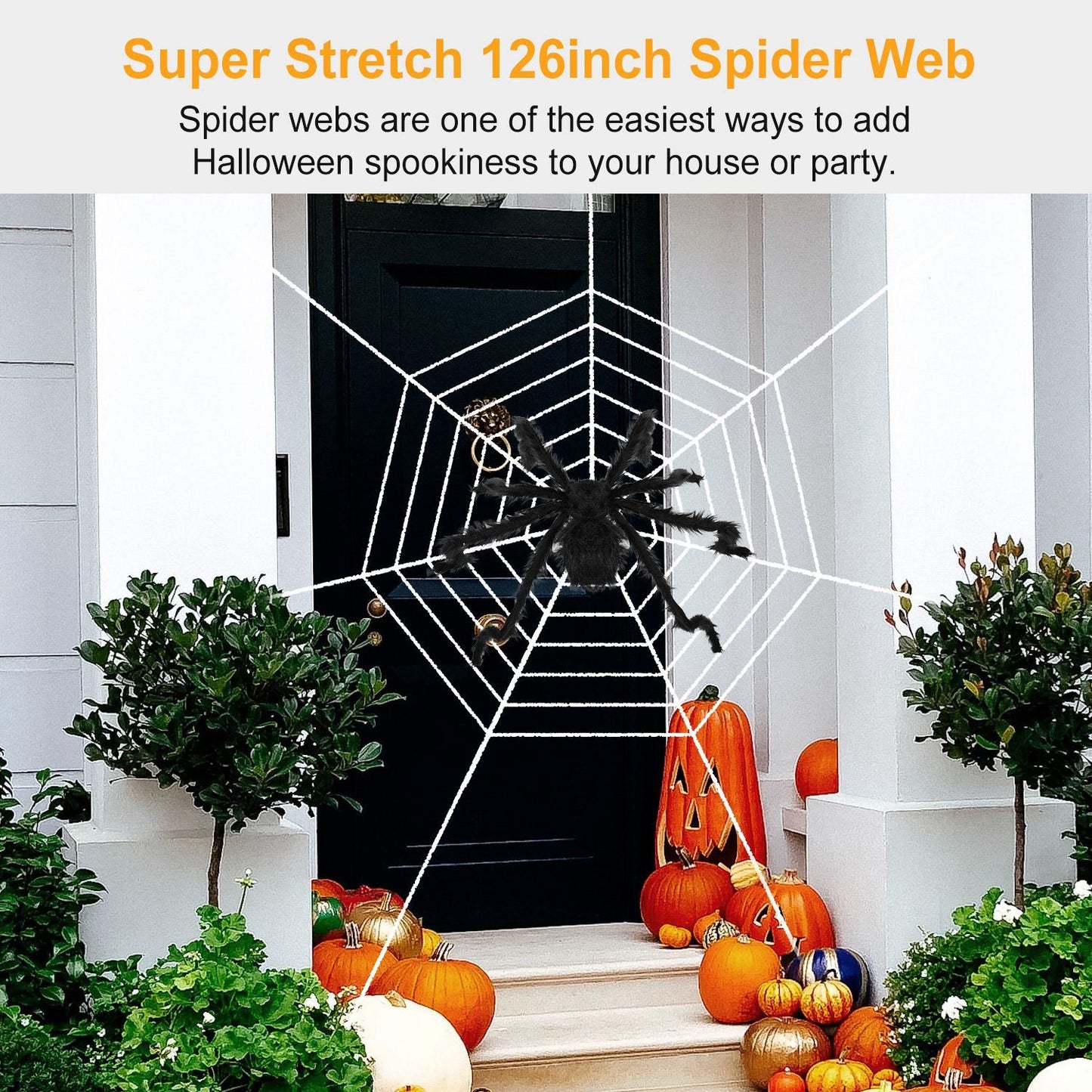 Halloween Decorations Spider Outdoor 49inch Halloween Spider with 126 inch Tarantula Mega Spider Web