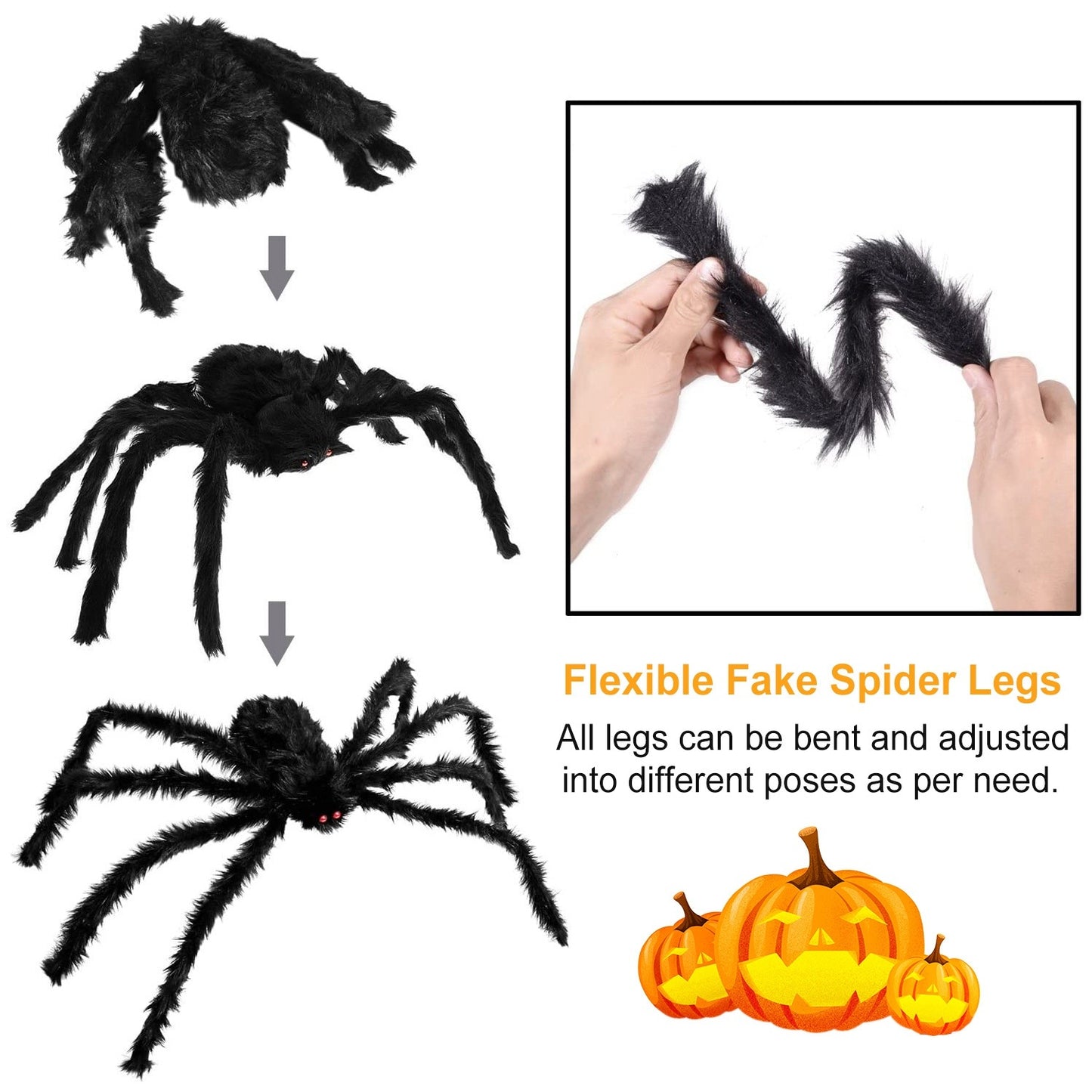 Halloween Decorations Spider Outdoor 59inch Halloween Spider with 126 inch Tarantula Mega Spider Web Hairy Poseable Scary Spider