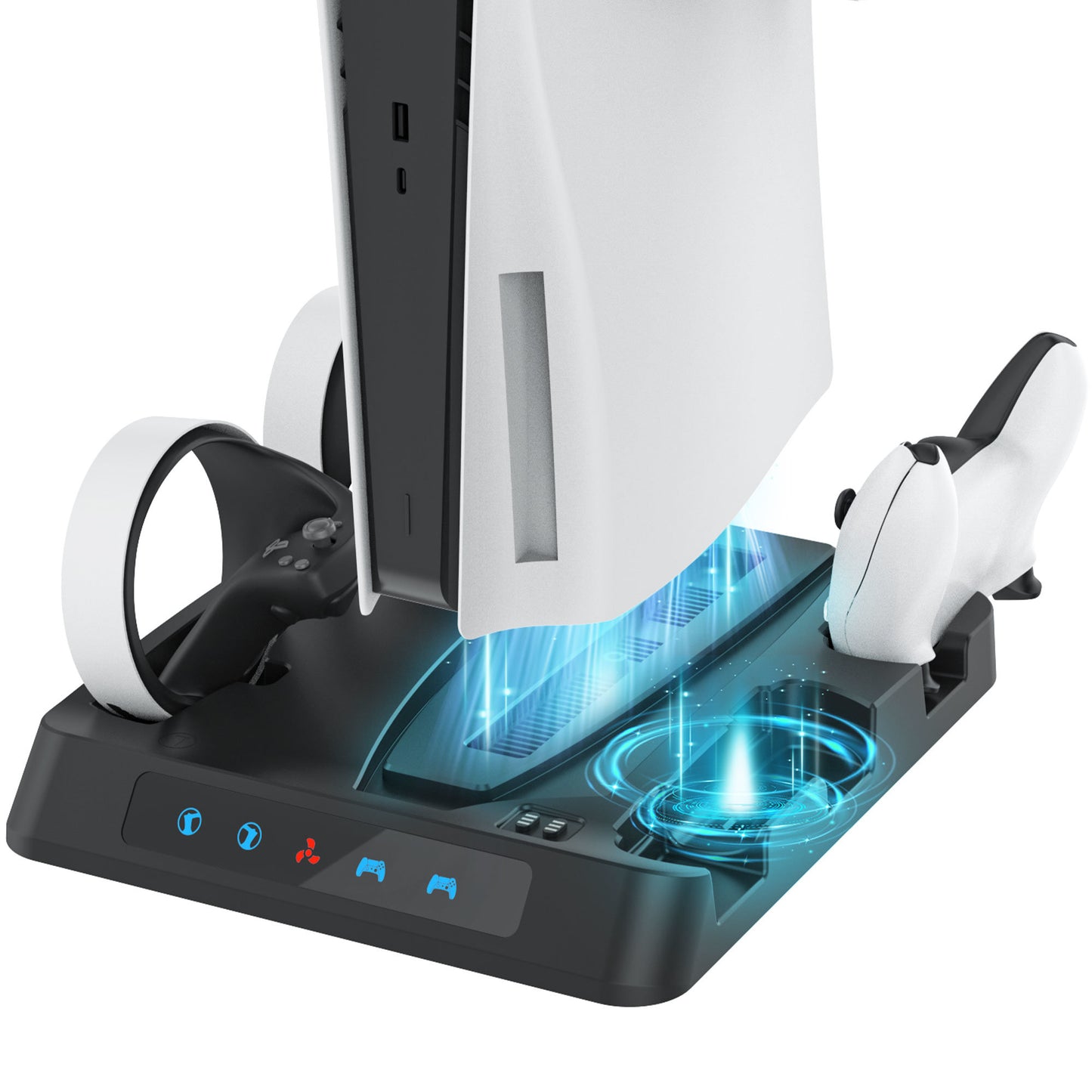 Upgraded PSVR2 Controller Charging Dock,PS5 Controller Charger, Cooling Station with 3-Level Speeds Silent Fan,VR and PS5 Stand Horizontal Display Your PSVR2 and PS5 Accessories