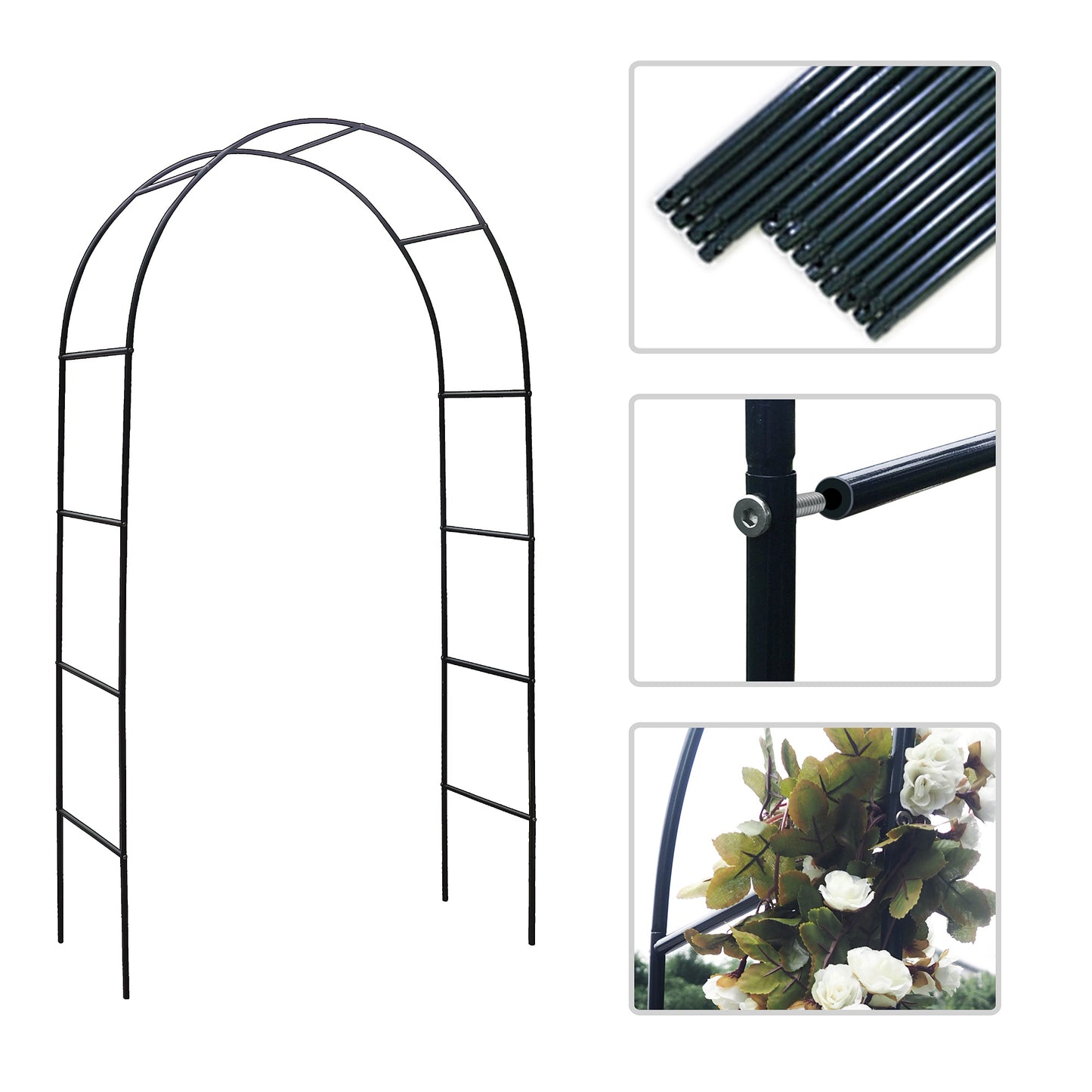 78"H x 45"W Metal Garden Arch Trellis; Adjustable Arbor Trellis for Garden Climbing Plants Support or Wedding Decor