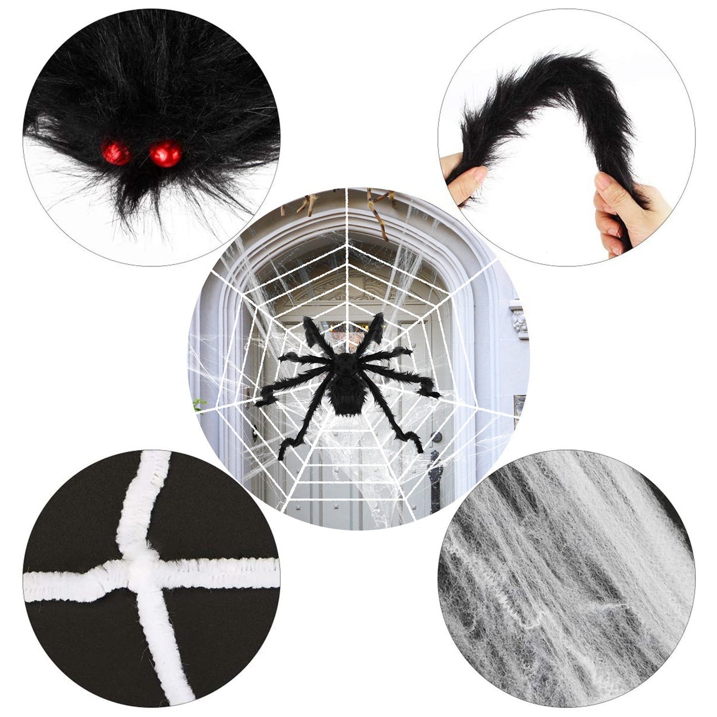 Halloween Decorations Spider Outdoor 49inch Halloween Spider with 126 inch Tarantula Mega Spider Web