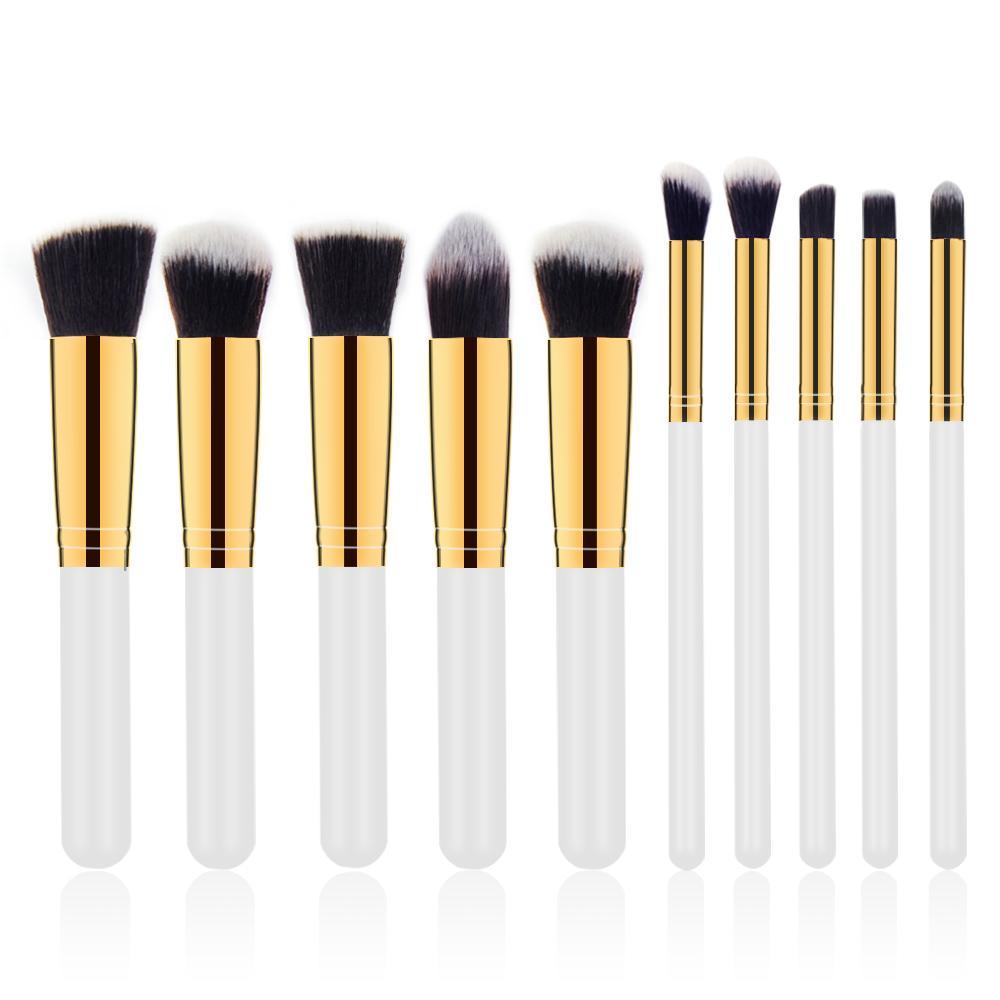 Travel Kit Mini Makeup Brush Set of 10 (White Gold)