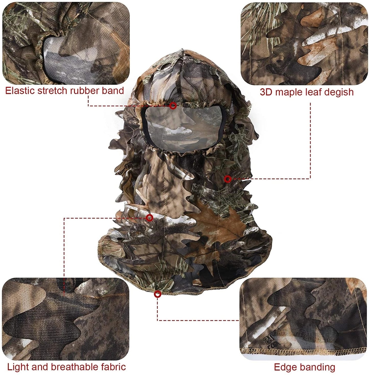 Kylebooker Ghillie Face Mask 3D Leafy Ghillie Camouflage Full Cover Headwear Hunting Accessories