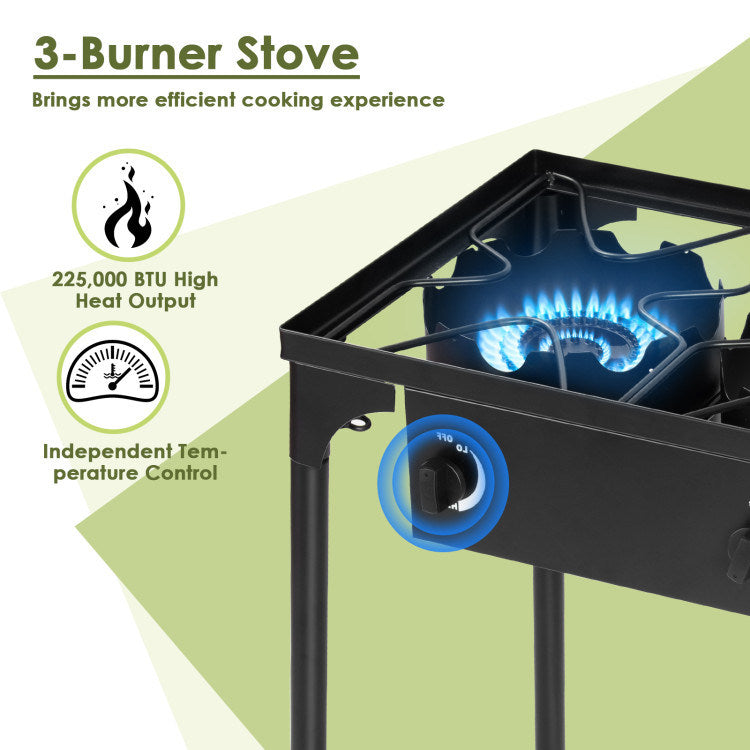 225; 000-BTU Portable Propane 3 Burner Gas Cooker