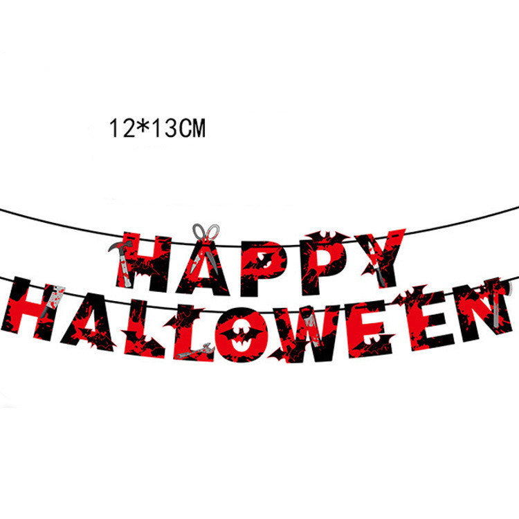 Halloween Flag Hotel Ktv Haunted House Horror Decoration Pvc Blood Knife Pull Pull Props Props Hanging Banner